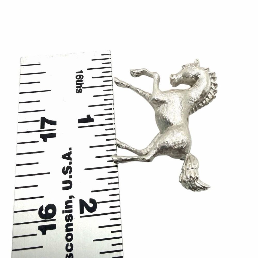 Vintage Monet Silver Tone Prancing Horse Equestrian Brooch - Picture 5 of 6
